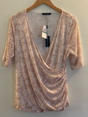 Cable & Gauge Blush Animal Print Surplice Blouse